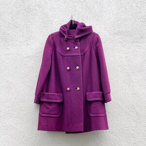 Vintage 70s Women's Montgomery Ward Purple Hooded Peacoat Coat Medium